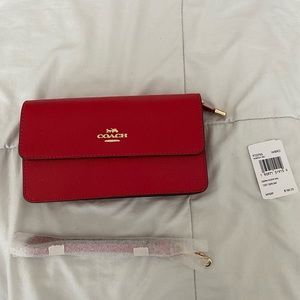 COACH. Leather Wristlet/Clutch. Bright Red. Excellent condition!